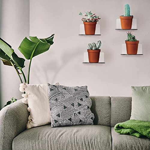 Acrylic Small Adhesive Wall Shelves,Mini Floating Shelves,Acrylic Display Shelves,Ledges For Pop Figures,Plant,Picture Photo Modern Wall For Bedroom Decor Living Room Wall Mounted - Clear #TOP7
