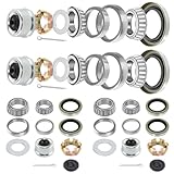 Tgkjmad 4 Sets Boat Trailer Axle Bearing Kits, 25580 15123 Bearings, Double Lip Grease Seals 10-36 and 10-10, 2.44' Dust Caps, Fits 5,200-6,000 lb 6-Lug Hubs and Tandem Axles with #42 Spindles