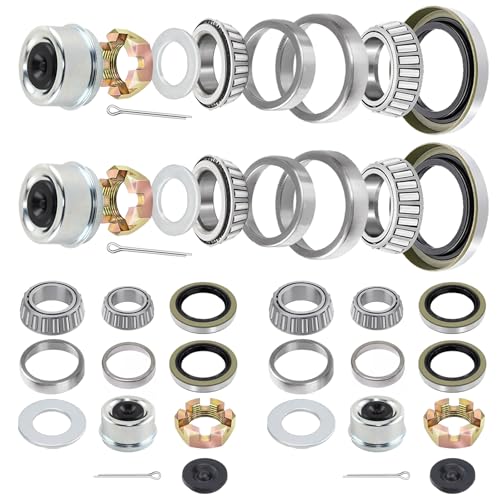 Tgkjmad 4 Sets Boat Trailer Axle Bearing Kits, 25580 15123 Bearings, Double Lip Grease Seals 10-36 and 10-10, 2.44" Dust Caps, Fits 5,200-6,000 lb 6-Lug Hubs and Tandem Axles with #42 Spindles by Tgkjmad - Used condition - US$33.38