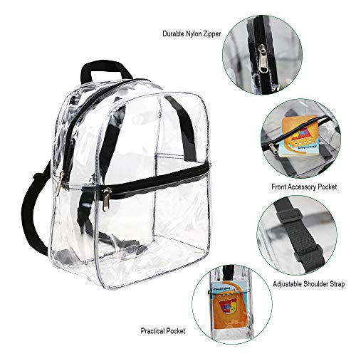 Stadium Approved Clear Mini Backpack, Heavy Duty Cold-Resistant Transparent PVC Backpack with Work, Security Travel & Stadium(Black)4