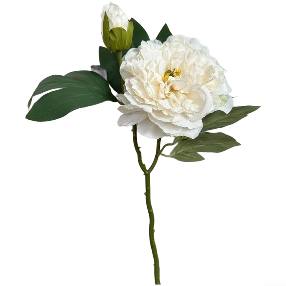 Bouquet vintage de pivoines artificielles en soie blanche pour maison