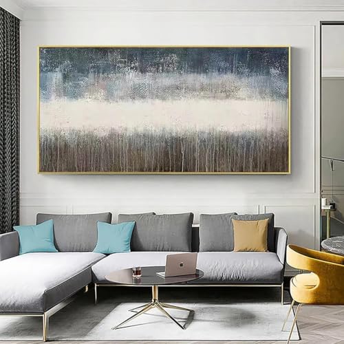 Art mural abstrait gris et bleu pour salon moderne 30x60cm