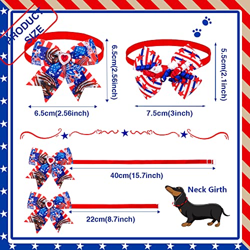24Pcs 4Th Of July Dog Bow Tie Collar, Independence Day Pet Bow Tie, Adjustable Star Stripe Collar, Patriotic Memorial Day Pet Bow Tie #TOP1