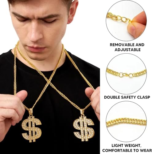 MOZAKA Gold Chain with Dollar Sign Big Money Necklaces for Men Women Stainless Steel Rhinestone Jewelry Fake Gold Chain Hip Hop Dollar Necklace4