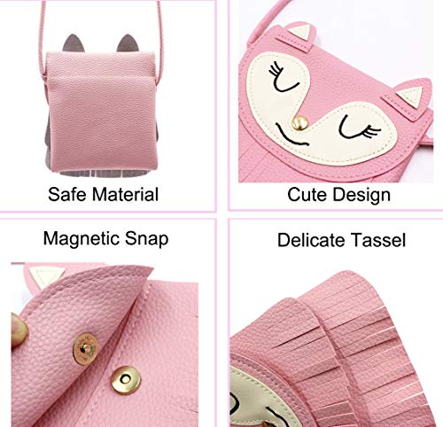 Zgmyc Fox Tassel Shoulder Bag Small Coin Purse Crossbody Satchel For Kids Girls, Large Pink (5.9 X 5.9In) #TOP4
