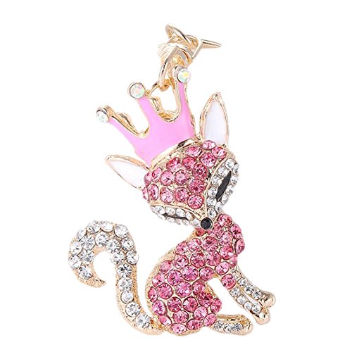Preisvergleich Produktbild CAOLATOR Schlüsselanhänger Netter Fuchs mit Diamanten Schlüsselring Taschen Anhänger aus Metall, Schlüsselbund, Keychain für Damen, Legierung Auto Schlüssel Kette Zubehör (Rosa)