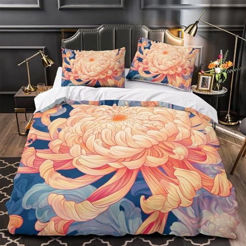 Parure de lit imprimé chrysanthème 3D microfibre de qualité supérieure 200x200