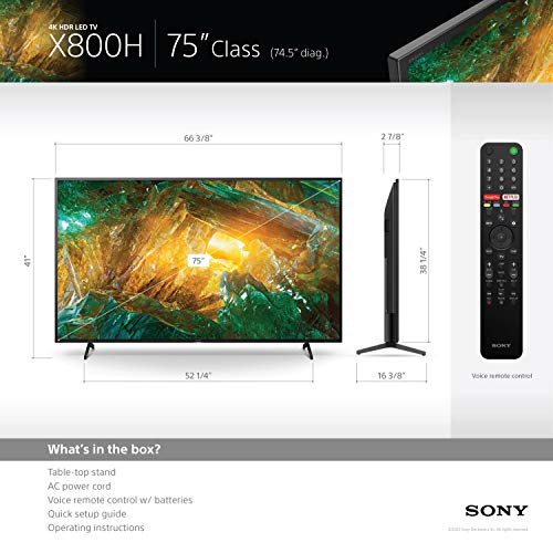 Sony X800H 75 Inch TV: 4K Ultra HD Smart LED TV with HDR and Alexa Compatibility - 2020 Model