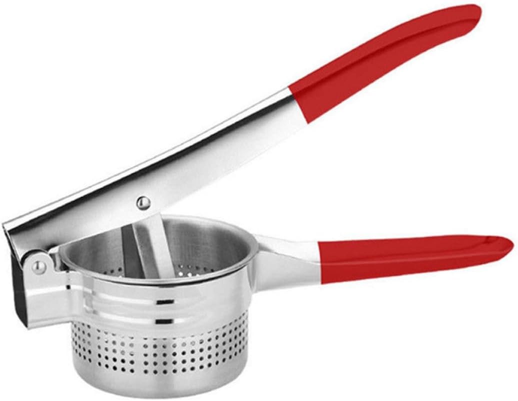Abaodam Manual Fruits Squeezer and Vegetable Dehydrator 9cm Red Plastic-coated Hand Press Juicer for Kitchen and Portable Fruit Juice Extraction