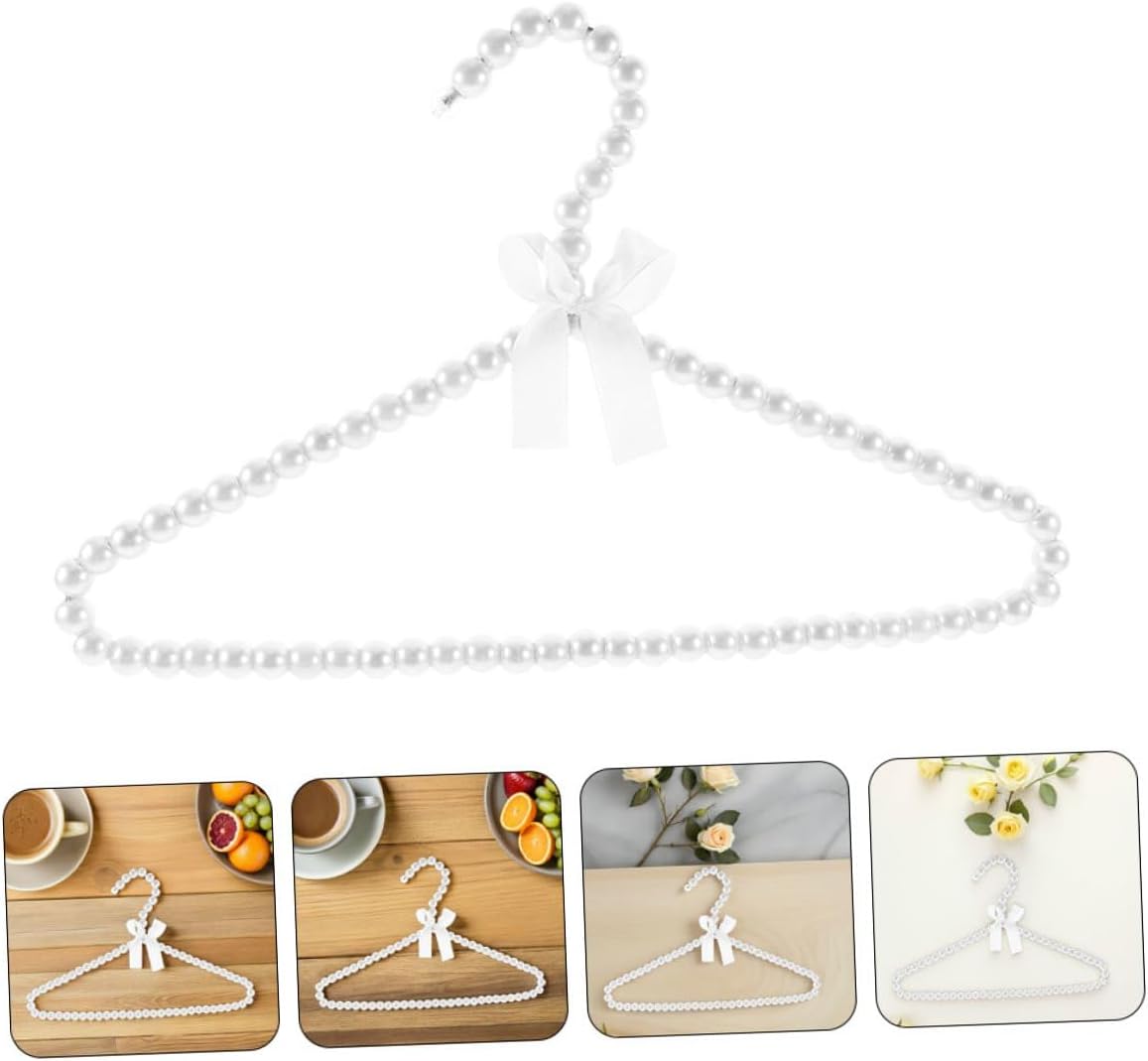 Kids Clothes Hangers 4 Pack with Bow Design Pearl Beaded