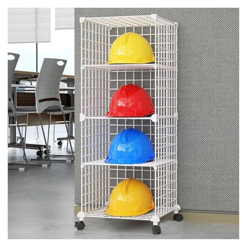 Étagère empilable réglable pour casque blanc | Support 4 compartiments 39x37x100cm pour atelier
