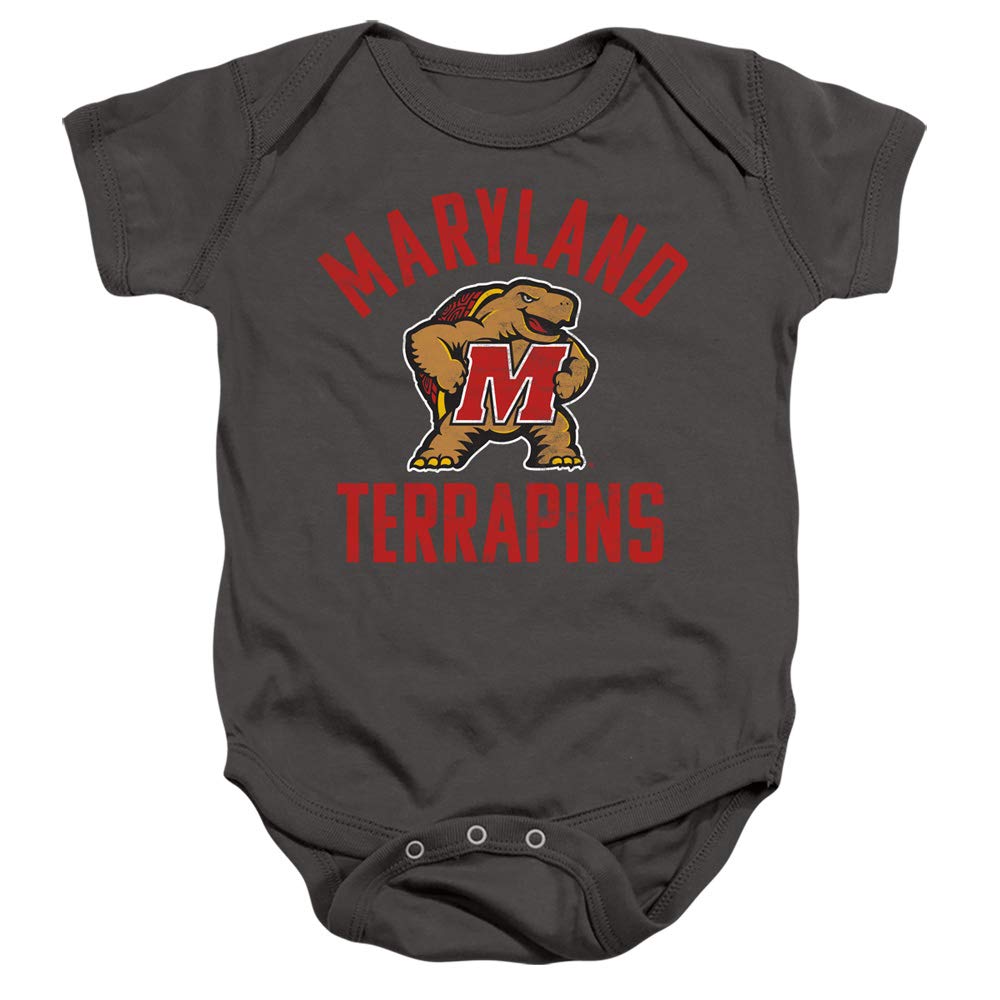University of Maryland Official UMD Terrapin Logo Unisex Infant Snap Suit for Baby,Charcoal, 6 Months