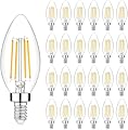 24-Pack Dimmable E12 LED Candelabra Bulbs 40Watt Equivalent, 2700K Warm White, 450Lumens, 4W B11 Vintage Chandelier Light Bulbs, LED Filament Clear Glass Candle Lamp for Ceiling Fan Home Decor