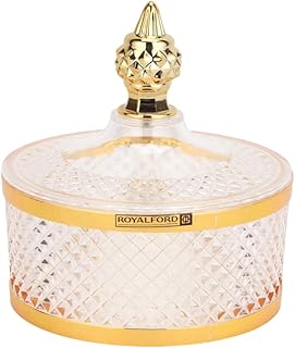 Royalford Acrylic Elegant Candy Bowls RF12341 Dates Bowl Transparent Decorative Marshmallow Jars Serving Sweets Dishes Dry Fruits Dish Storage Table Stand with Lid Sugar Bowls Wedding Décor