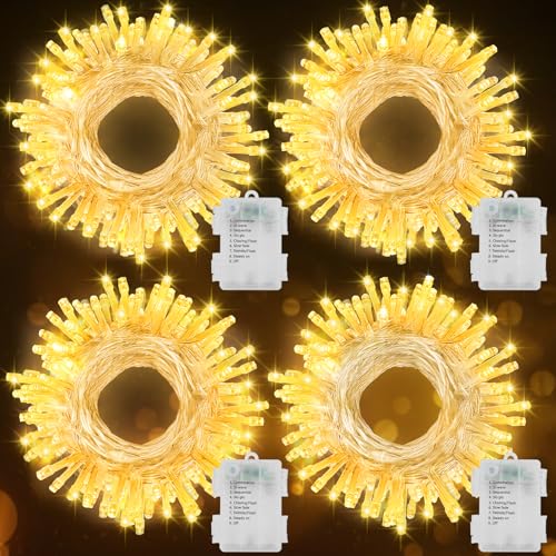 Guirlande lumineuse de Noël 70 LED blanc chaud, luminaire extérieur étanche avec minuterie