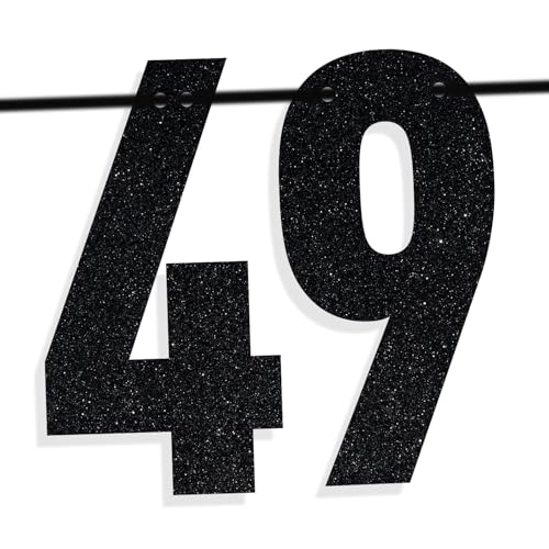 Image of Black Glitter Holy Shit You're 49 Banner, Happy 49th Birthday /Cheers to 49 Years, Funny 49 Years Old Birthday Party Decorations Supplies