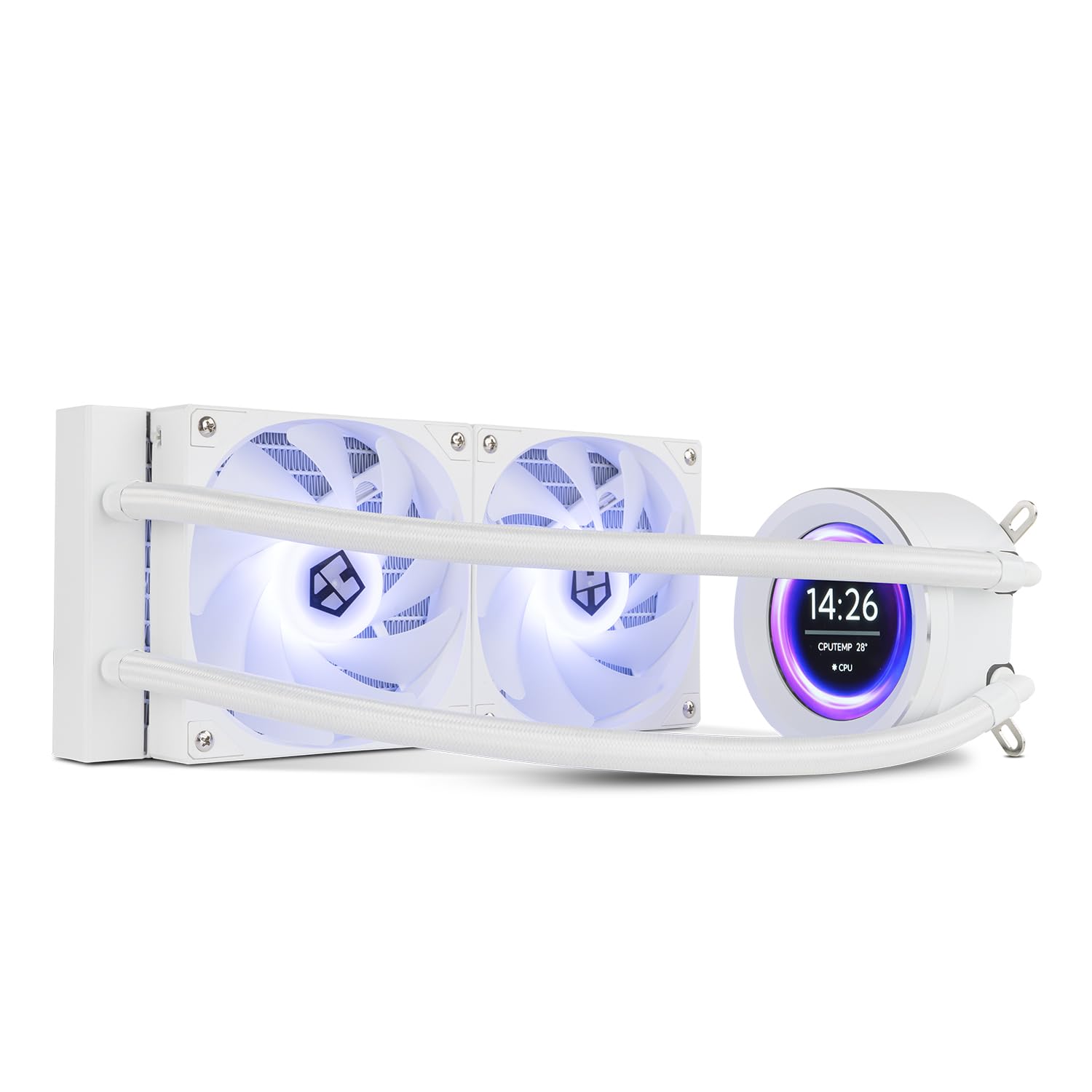 NOX XTREME PRODUCTS X-240 LCD WHITE - Raffreddamento a liquido ARGB con display LCD personalizzabile, Intel e AMD, 2 ventole da 120 mm, controllo PWM, pompa in rame, doppio radiatore alluminio, bianco