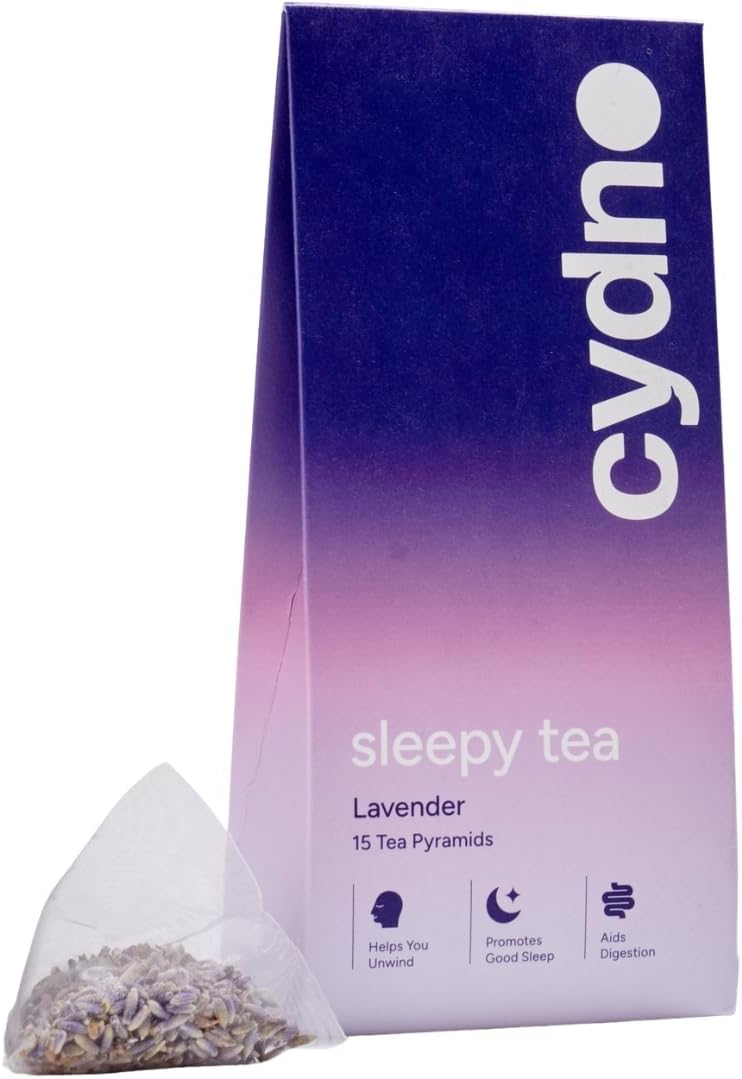 Cydno Lavender Tea – Premium Natural Sleep Aid, Tea for Stress Relief – Caffeine-Free – Vegan & Plastic-Free – 15 Pyramid Tea Bags