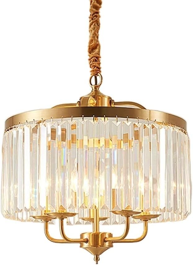 OZZKI Hanglamp Gouden kristal hanglampverlichting moderne kroonluchter 1-licht plafondarmatuur hangende lamp vintage koperen eigentijdse lichten 17,7 inch licht for keuken woonkamer slaapkamer dineren