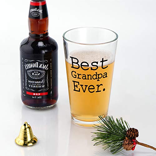 Modwnfy Best Grandpa Ever Beer Glass, Great Grandpa Beer Pint Glass For Men Grandpa Grandfather Husband Friend, Perfect Father Gift Idea For Christmas Birthday Father’s Day Retirement, 15 Oz #TOP4