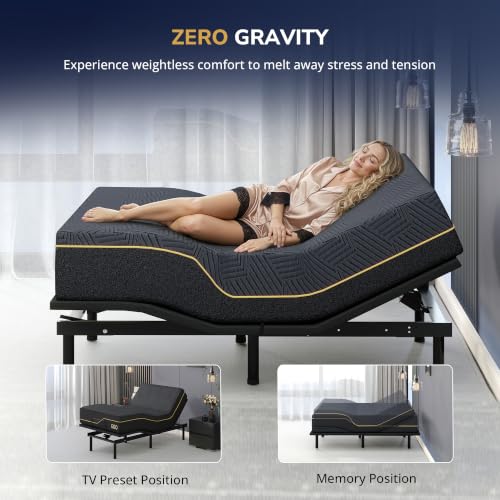 Image of EGOHOME Massage Twin XL Adjustable Bed Frame and 12 inch Memory Foam Mattress