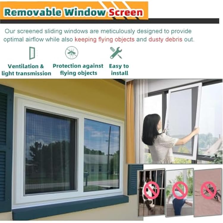 Locking Horizontal Sliding Window with Clear Glass And Screen, 60 54 50 46 42 40 36 32 30 28 24 22 20 18 14 Inch Mobile Home Replacement Windows, for Cabin Build Playhouses Outdoor Indoor(120x45cm/48x