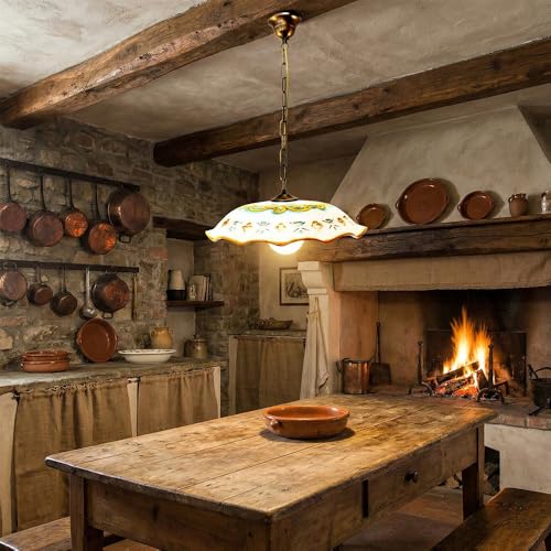 Generico Lampadario a sospensione in ceramica siciliana artigianale con catena per cucina, sala da pranzo Martina 30 cm