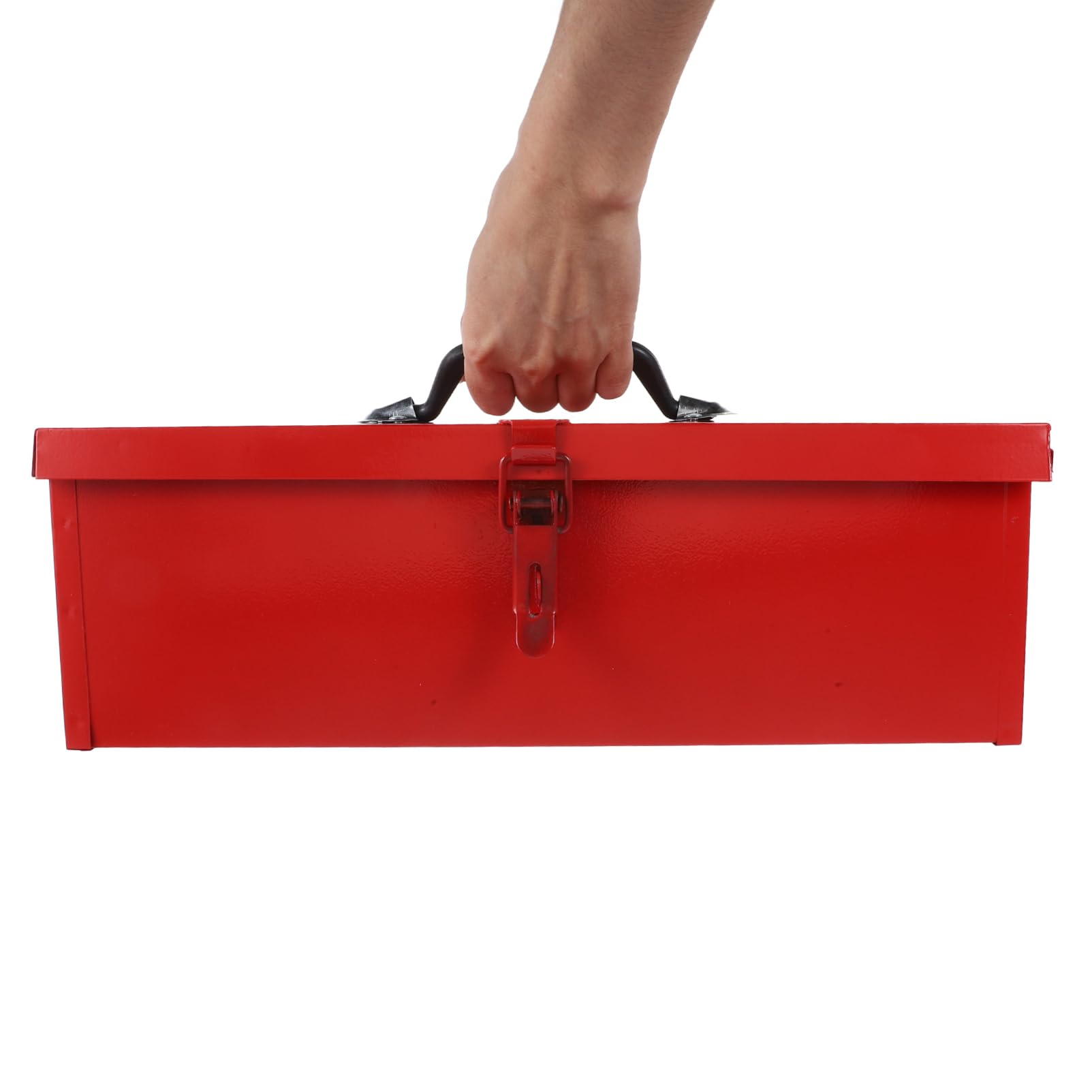 Cassetta degli Attrezzi in Lamiera Rossa, Monostrato Robusta | Grande Capacità, Chiusura a Lucchetto, Formato Portatile, per Viti, Chiodi e Piccoli Componenti Stile Casuale