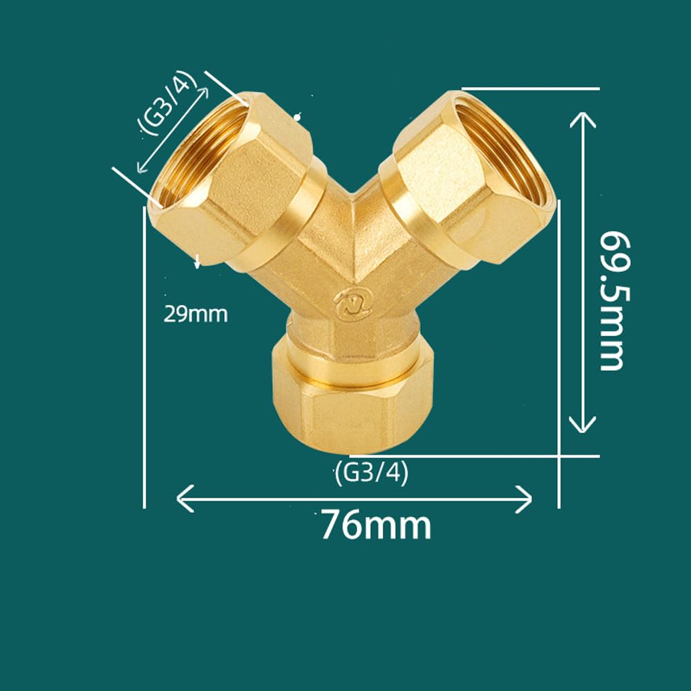 Brass 1/2" 3/4" BSPP Thread Y Type equal Reducer Pipe Fitting Thickening Union Joint Water Gas Adapter Coupler Connector NWPNLXEA(DN20 F)