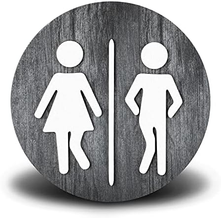 Funny Bathroom Signs Restroom Sign Cute Funny Half Toilet Bathroom Decor Signs Wooden Rustic Restroom Wall Art Hanging Farmhouse Plaque for Toilet Shelf (Grey)