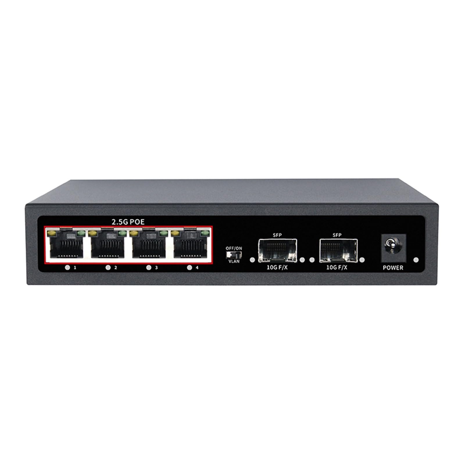 OSHZIKJII 6-Port RJ45 Ethernet Switch 2.5Gbe 10G s-f.p+ Network Switch with for Uplink Unmanaged(Switch with UK Plug)