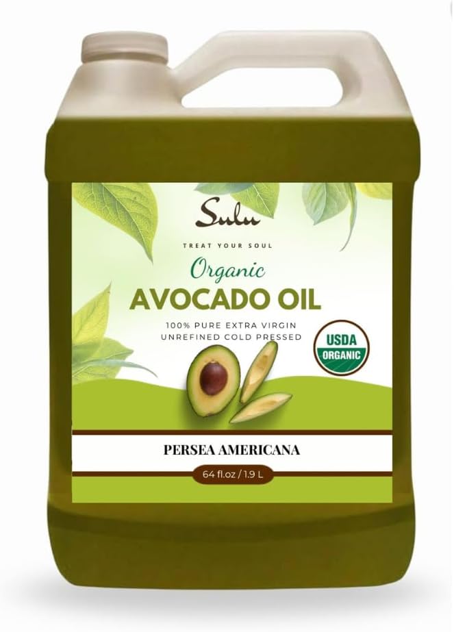 USDA Certified Organic Avocado Oil, Cold Pressed, Unrefined & Virgin – Food Grade Avocado Oil for Cooking, Skin & Hair – 1 Gallon / 128 fl oz