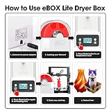 eSUN eBOX Lite Suszarka na filament do drukarki 3D, Odwadniacz do przechowywania filamentu, Utrzymuj filament w stanie suchym podczas drukowania 3D, Uchwyt szpuli z filamentem, Kompatybilny z filamentem 1,75 mm, 2,85 mm, 3,00 mm