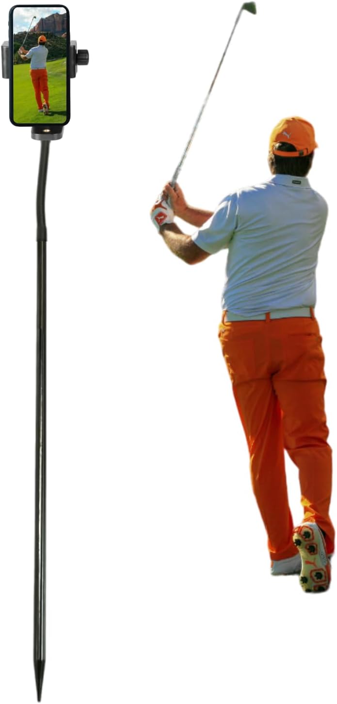 Golf Monopod Selfie Stick, Golf Phone Holder for Swing Training Aid, Portable Phone Spike Stake for Recording Golf Swing, Golf Phone Stand