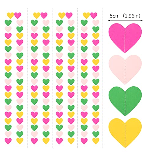 Image of Hawaii Pool Party-Decorations Love-Heart Garland - 52Ft Tropical Jungle Birthday Bachelorette Hanging Decoration Streamers Banner, Summer Beach Baby Shower Supplies Backdrop Decor Panduola