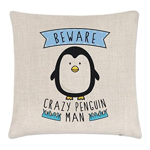 Funda de Cojín Beware Locas Pingüino Man de Gift Base Cover