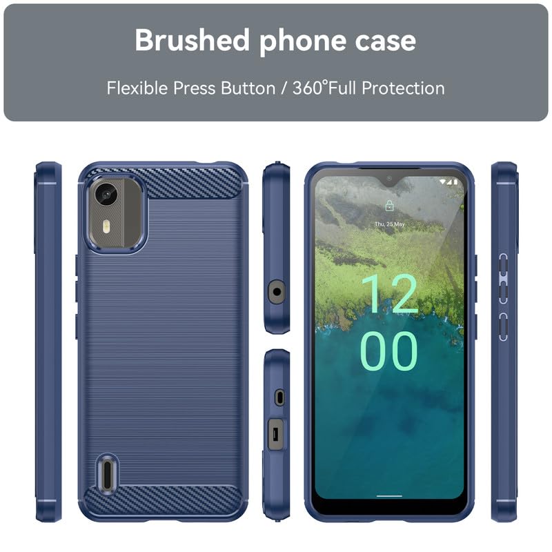 Image of Hybrid Carbon Fiber Back Case for Nokia C12 / C12 Pro (Blue)