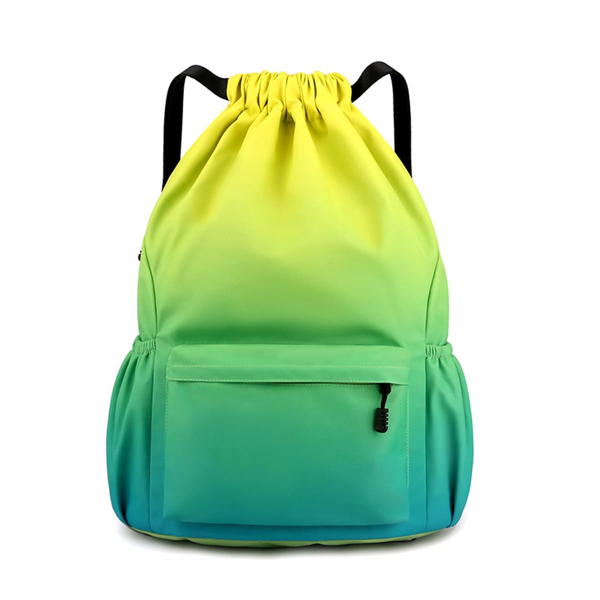YYKSYDPT Drawstring Bags for Men Women, Oxford Strap Backpack With Outside Zipper, Waterproof Bag for Travel, Leisure or Work (Yellow-green Gradient, S)