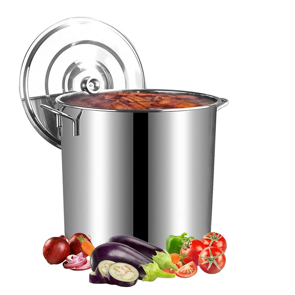 MYUYEE Commercial Stainless Steel Soup Pot With Lid, Large Capacity For Cooking And Sauces (20L)