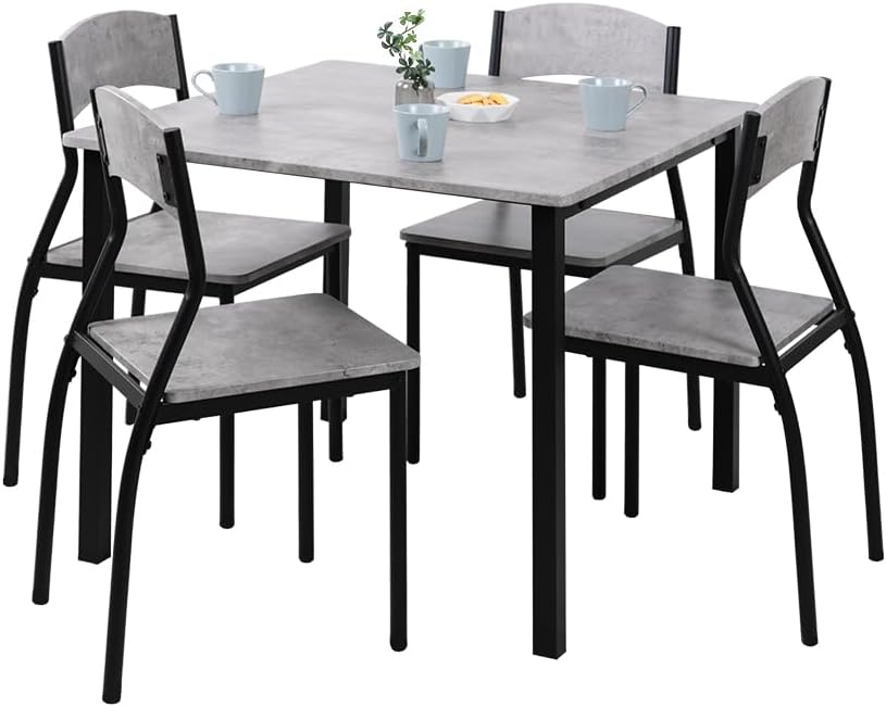 MIRAI-SHOW Dining Table Set, 31.5 inches (80 cm), Width 31.5 inches (80 cm), Set of 5, 4 Seats, Scandinavian Square Table, 31.5 inches (80 cm), Width 31.5 inches (80 cm), Set of 4, Stylish, Cafe Table