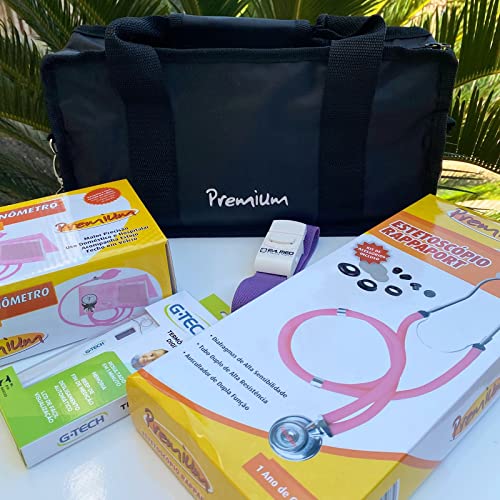 Kit Saúde Acadêmico Premium Enfermagem Medicina Estetoscópio Esfigmomanômetro Rosa