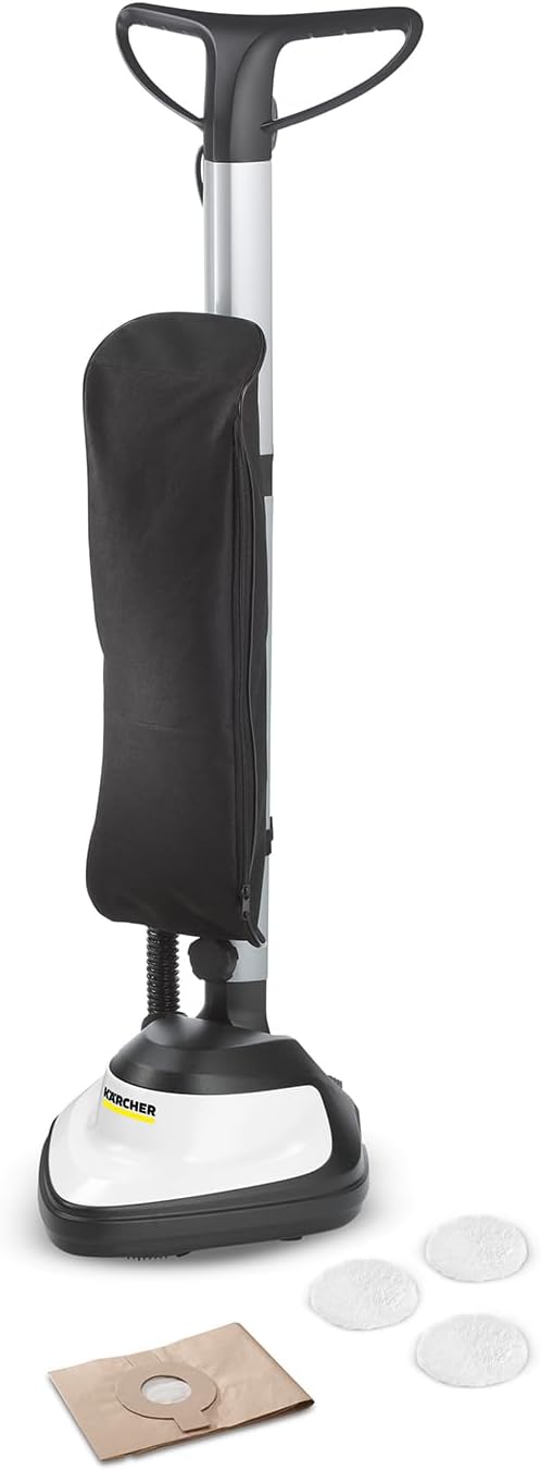 Kärcher FP 303 Floor Polisher, Floor Polisher with Suction Function for Polishing All Hard Floors, Rotational Speed: 1,000 rpm, Power: 600 W, Working Width: 29 cm, with Polishing Pads and Filter Bag