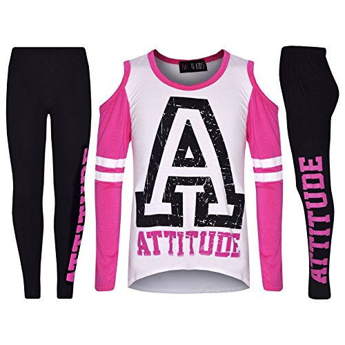 Top et legging fille A2Z 4 Kids ensemble mode imprimé Attitude pour enfants de 7 à 13 ans