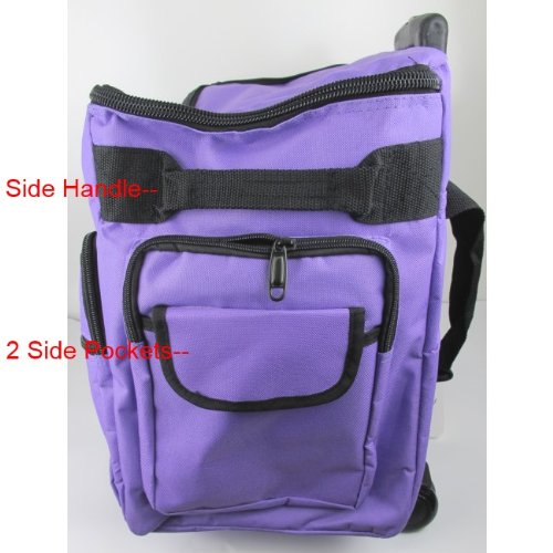 BlueFig TB19 Sewing Machine Rolling Carrying Case Trolley Bag with Wheels for Brother, Bernina, Singer Wheeled Tote Carrier (Purple)