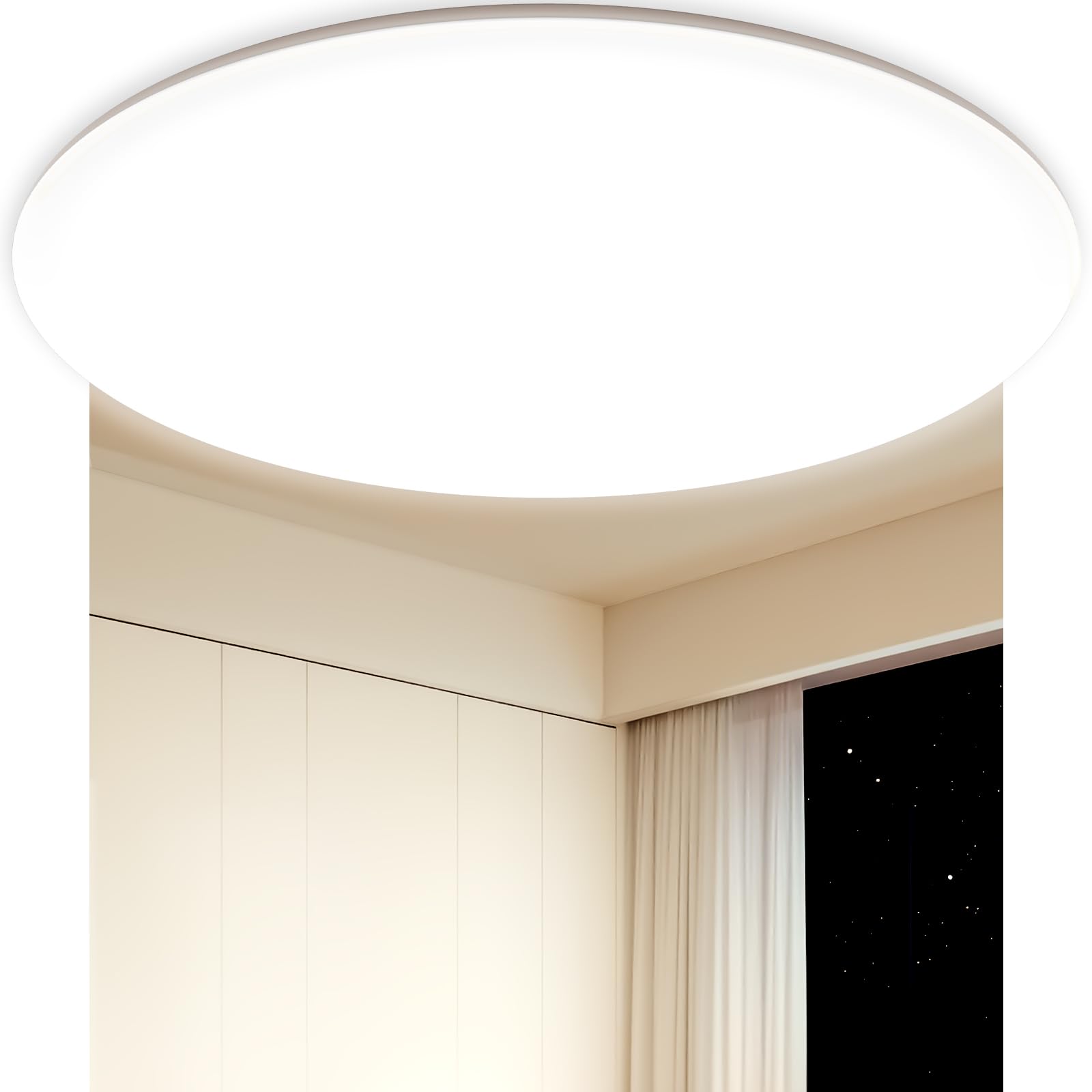 Swoieltr LED Flush Ceiling Light, 2800LM 24W 4000K UFO Design Bathroom Light IP54 Waterproof Ultra Thin for Bedroom Living Room Indoor Home Lighting, Ø30cm Neutral
