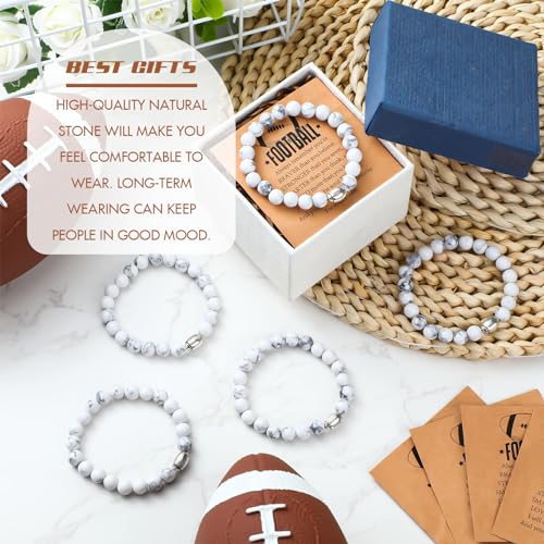 image for Ecation 12 Sets Sport Bracelets Team Gift Lave Stone Black White Beade