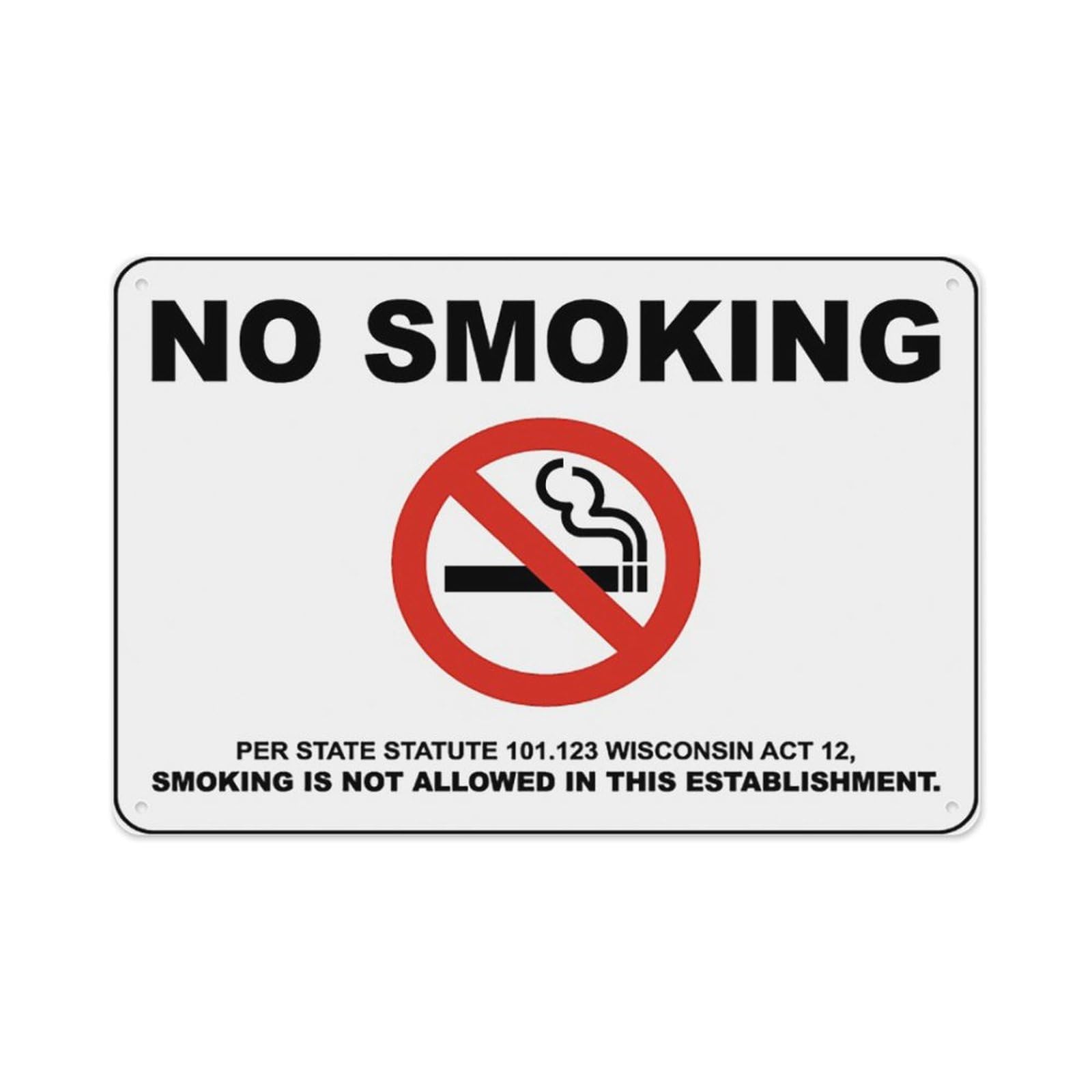 peiyeety Wisconsin No Smoking Sign Aluminum Tin Warning Signs For Home Outdoor Garden 8X12 Inches