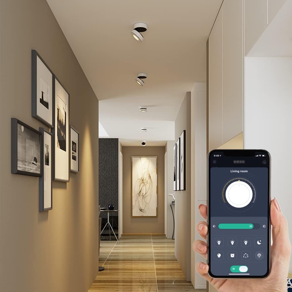 Dimmable Art Ceiling Spot Light LED - 360° Adjustable Surface Mounted Dimming 12W COB Lighting Indoor Ceiling Downlight Aluminum Wall Light for Bedrooms Rooms Corridors Gallery Display (White)