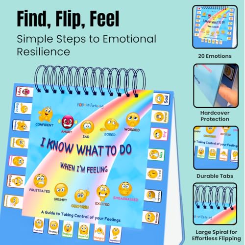 Thought-Spot I Know What to Do Flipbook Emotions Chart for Kids Autism Learning Materials Feelings Chart to Identify Feelings and Make Positive Choices Emotions Wheel Calm Down Corner Supplies - Image 3