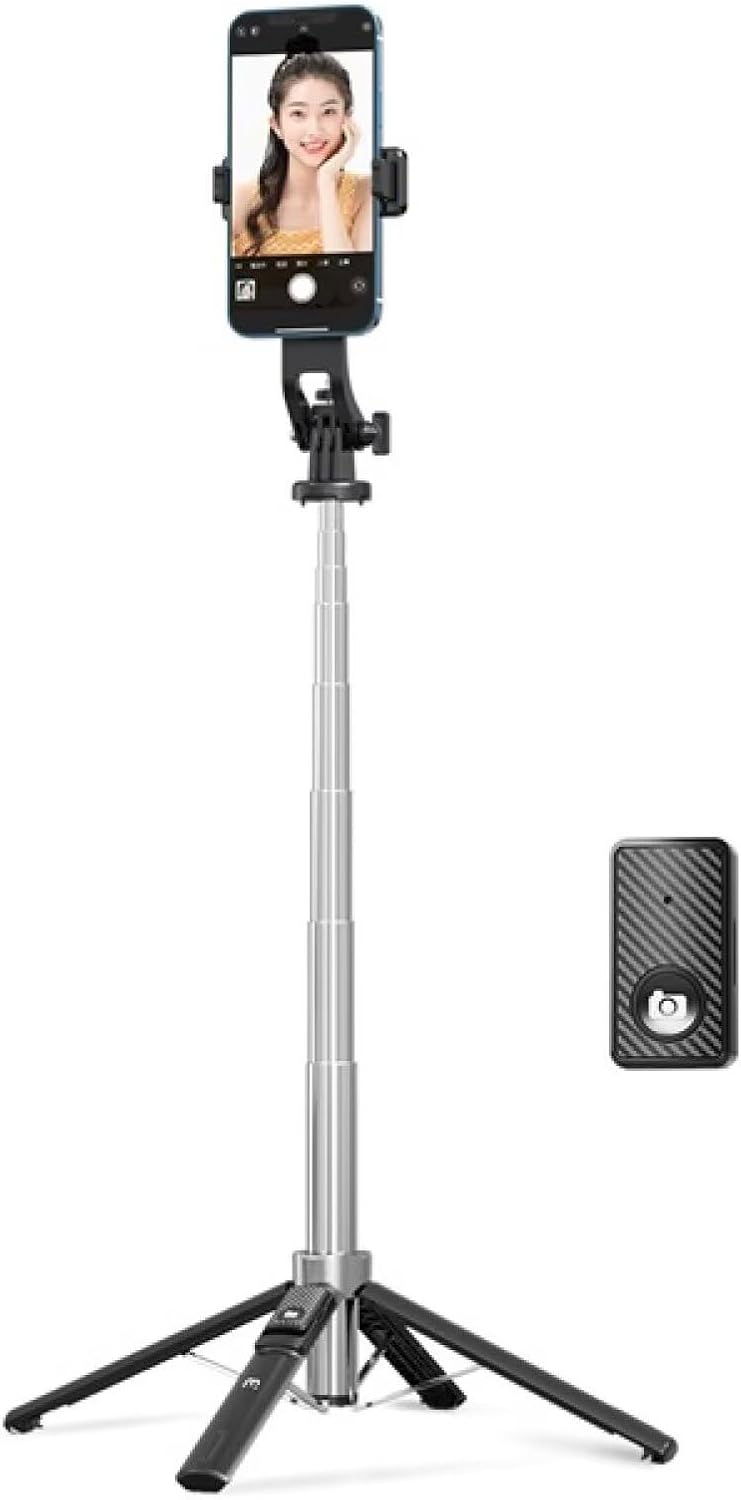 Selfie Tripod with Remote, Portable, Lightweight Travel Tripod for Selfies Video Recording for All Smartphone
